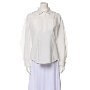 Derek Lam 10 Crosby Ivory Cotton Blouse with Back Ties Size 8
